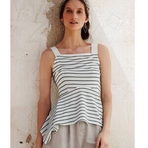 Deletta by Anthropologie Striped Peplum Tank Medium
